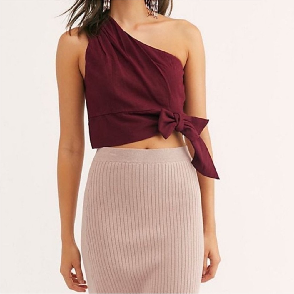 Free People Burgundy One-Shoulder Top Small- but fits like a medium